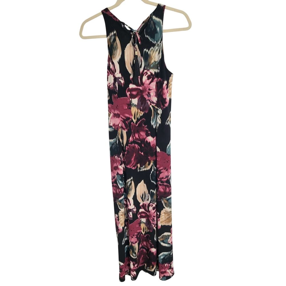 Tommy Bahama Jasmina Blooms Twist Front Maxi Dress Black Red Floral Small - Picture 4 of 8